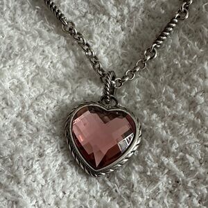Brighton Silver/Pink Heart Charm Necklace